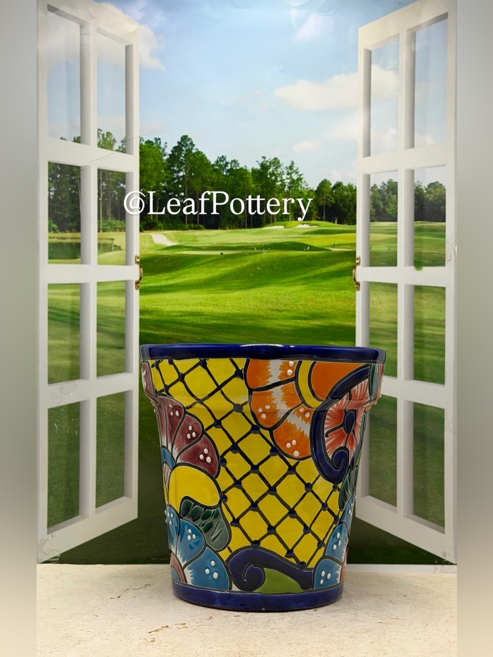 Hand Painted Talavera Planter with Drainage Hole - Picture 5 of 11